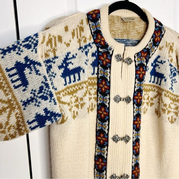Dirdalstrikk Vintage Norwegian Nordic Wool Cardigan Sweater Fair Isle Size M - Picture 2 of 6